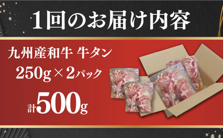 【3回定期便】【塩だれ】九州産和牛の牛タン 約500g（約250g×2パック）長与町/岩永ホルモン [EAX085] 国産 焼肉 薄切り スライス