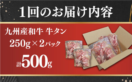 【6回定期便】【塩だれ】九州産和牛の牛タン 約500g（約250g×2パック）長与町/岩永ホルモン [EAX086] 国産 焼肉 薄切り スライス