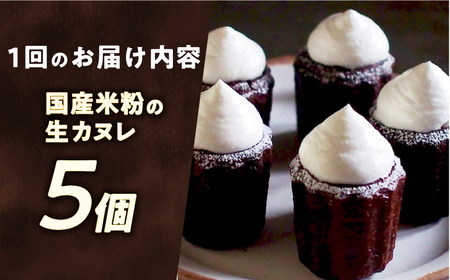【12回定期便】グルテンフリー生カヌレ5個[EBR040]  ぐるてんふりー グルテンフリースイーツ スイーツ すいーつ 米粉 こめこ 焼菓子 詰め合わせ お菓子 長崎 冷凍 人気 おかし 定期便 定期 ていきびん