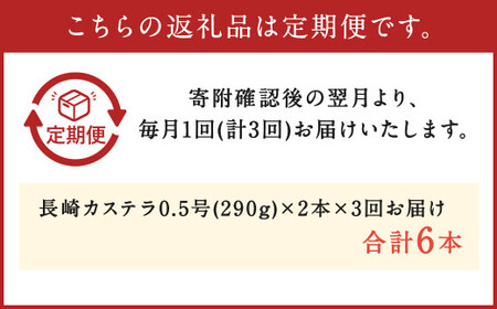 【3ヶ月定期便】 長崎カステラ 0.5号 (290g) 2本入り 異人堂