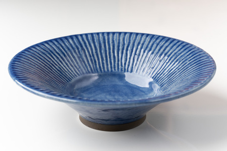 しのぎ 皿 しのぎ深鉢 23cm ルリ釉 [抱星窯 長崎県 東彼杵町 hs42bag390003]