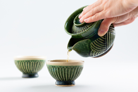 ティーセット 茶器 法瓶 小ゆのみ 織部釉 [抱星窯 長崎県 東彼杵町 hs42bag390011]