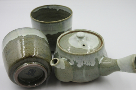 緑茶 茶器 セット 急須 1.5号 約280ml 湯呑 約200ml ペア 緑茶 80g 3袋