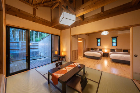 宿泊券 温泉 源泉かけ流し露天風呂付:スタンダード離れ和洋室 ペット同伴 宿泊プラン 1泊2食付き ペア宿泊券 [そのぎ茶温泉 長崎県 東彼杵町 hs42bag280004]