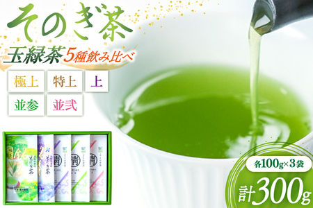 茶 緑茶 そのぎ茶 玉緑茶5種 (極上・特上・上・並参・並弐) 飲み比べ セット 各100g 総計500g [まるせい酒井製茶 長崎県 東彼杵町 hs42bag370010]