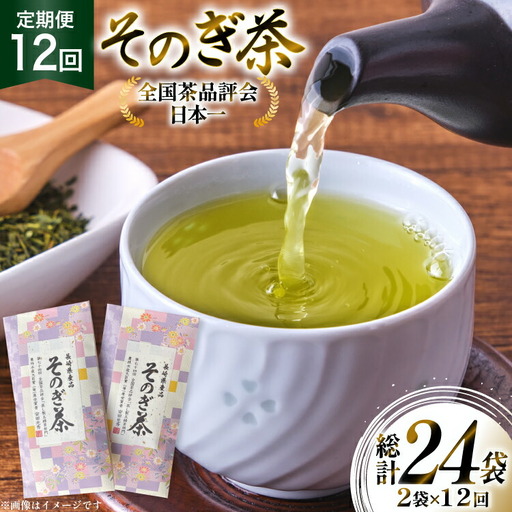 茶 お茶 緑茶 定期便 毎月 そのぎ茶 100g 2袋 12回 総計24袋 [月香園製茶 長崎県 東彼杵町 hs42bag260016]