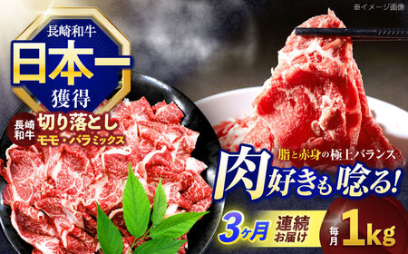 【3回定期便】長崎和牛切り落とし(バラ・モモMIX)約1000g[OCE089]