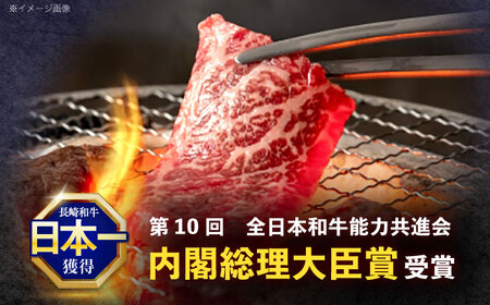 【3回定期便】長崎和牛 焼肉用 赤身スライス600g (モモ・ウデ 各300g)[OCE097]