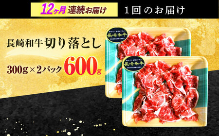 【12回定期便】長崎和牛 切り落とし 600g(300g×2)[OCD020]