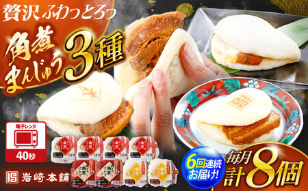 【6回定期便】角煮まんじゅう3種食べ比べ 計8個[OCT035]角煮まん
