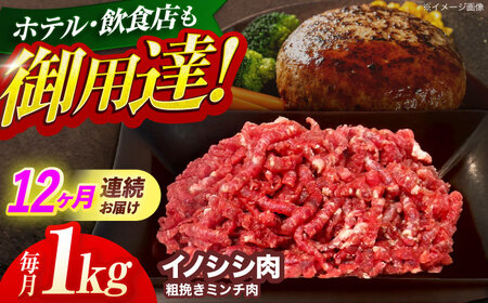 【12回定期便】イノシシ肉粗挽きミンチ 1kg[OAJ072]