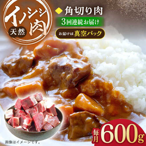 【3回定期便】イノシシ肉角切り肉 600g[OAJ039]