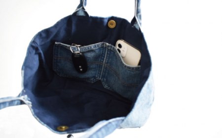 〈生まれ変わった デニム 〉 トートバッグ マグネットホック付き [OBO005]