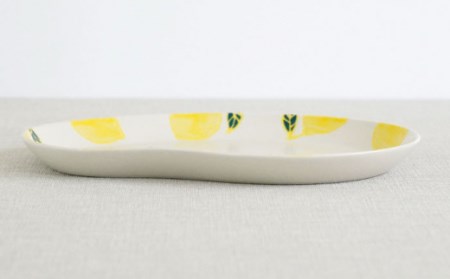 【波佐見焼】フレッシュアート ビーン プレート 2柄セット〈リンゴ・レモン〉 [OAQ046]
