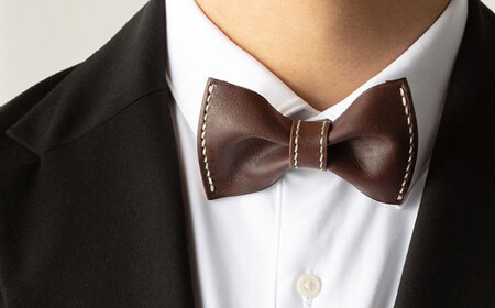 【ブラウン】本格レザー蝶ネクタイ [OBG001-3]レザー 蝶ネクタイ