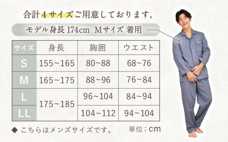 【Mサイズ：チェック：ブルー】今治ガーゼタオル メンズ パジャマ[OAW001-10] パジャマ