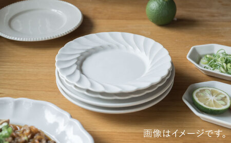 【波佐見焼】輪花丸皿 白マット 2枚セット 食器 皿【イロドリ】[KE52] 波佐見焼