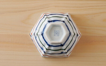 【波佐見焼】三色コマ筋 六角小鉢（六角茶付）3個セット 食器 皿【陶もと】[PE36] 波佐見焼