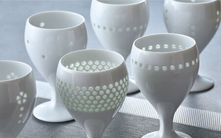 【波佐見焼】水晶彫ショートワイン 6ピースセット 食器【丹心窯】[AB43] 波佐見焼