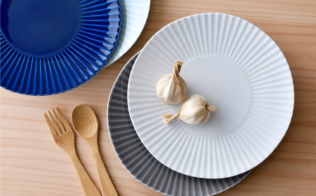 【波佐見焼】しのぎ 大皿4枚セット(青磁・白マット・グレー・瑠璃) 食器 プレート【一龍陶苑】[CC81] 波佐見焼