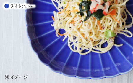 【波佐見焼】四つ菊 大皿 ライトブルー 1点【永泉】[MC85]