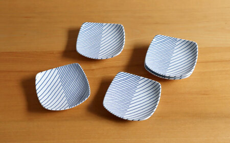 【白山陶器】【グッドデザイン賞】重ね縞 反角小皿 5枚セット【波佐見焼】[TA160]