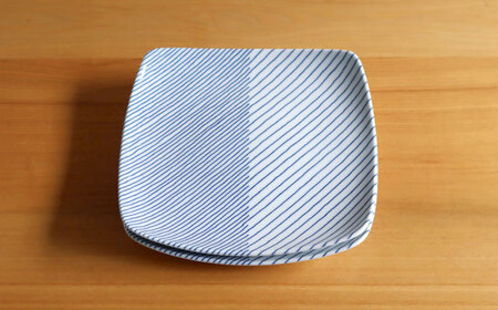 【白山陶器】【グッドデザイン賞】重ね縞 反角多用皿 2枚セット【波佐見焼】[TA161]