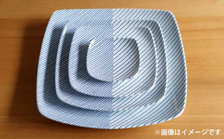【白山陶器】【グッドデザイン賞】重ね縞 反角盛皿 【波佐見焼】[TA164]