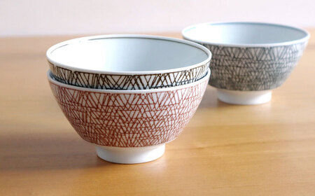 【白山陶器】【グラフ】飯碗(大) 3色セット【波佐見焼】[TA168]