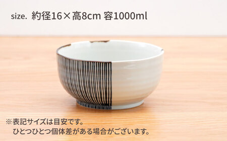 【波佐見焼】ハーフライン　麺どんぶり青【団陶器】[PB136]