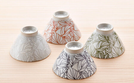 【大感謝祭対象】【波佐見焼】白亜ポトス ライスボール 4カラーセット 茶碗 小鉢　【福田陶器店】[PA325]