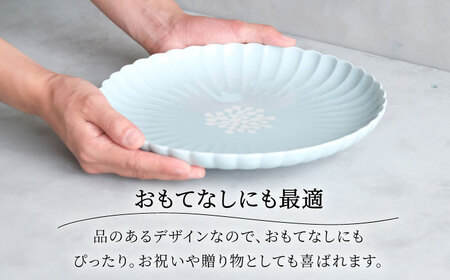 【波佐見焼】フラワー 菊割8号皿 2枚セット ブルー【西海陶器】[OA378]