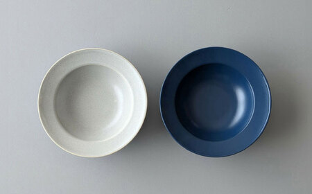 【波佐見焼】ギフトセット 18cm リムボウル ネイビー・グレージュ ペアセット【永峰製磁 eiho】[RA86]