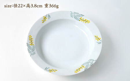 【波佐見焼】和ミモザ 22cm パスタ・カレー皿 2枚セット【和山】[WB152]