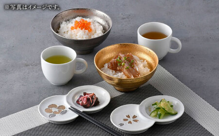 【波佐見焼】ペア茶碗・デミタスカップ・小皿 ゴールド プラチナ 桜 椿【陶もと/不二商店】[NB133]