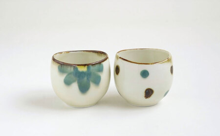 【波佐見焼】くつろぎセット 長角皿/プチカップ 藍ふち花・藍豆しぼり2柄【光和陶器】[SC72]