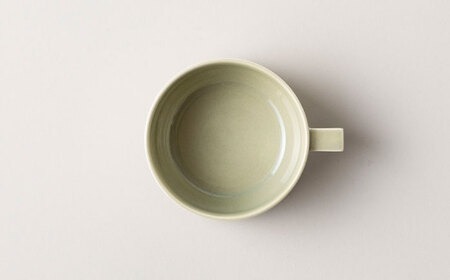 【波佐見焼 マルヒロ】HASAMI SEASON 01 ブロックマグスープペアセット（2点）イエローベージュ＆グリーン[EB190]