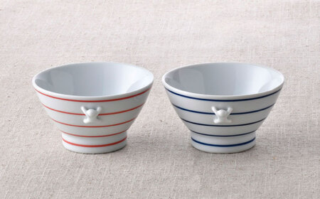【波佐見焼】一閑人 茶碗 ボーダー 2個セット【陶芸ゆたか】[VA143]