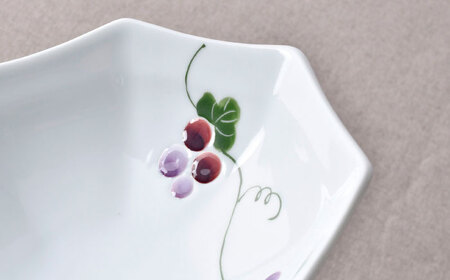 【大感謝祭対象】【波佐見焼】彩りぶどう 八角平鉢 5点セット【松幸陶芸】[HB59]