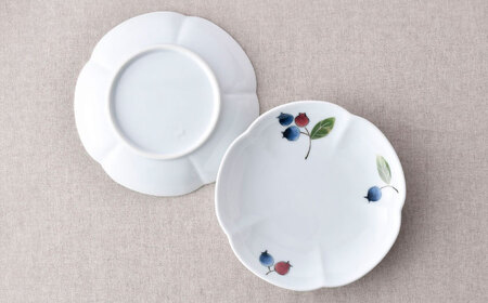 【波佐見焼】ブルーベリー かわいい花型取り皿 5点セット【松幸陶芸】[HB60]