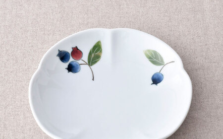 【波佐見焼】ブルーベリー かわいい花型取り皿 5点セット【松幸陶芸】[HB60]