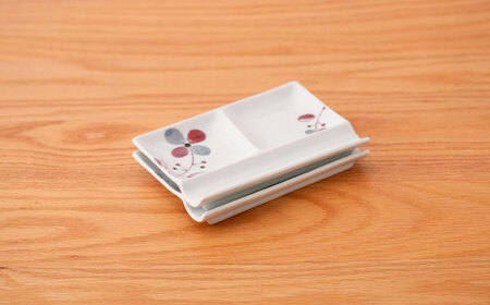 【波佐見焼】フローレット ペア仕切りプレート(小) 青・赤【団陶器】[PB160]