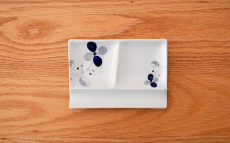 【波佐見焼】フローレット ペア仕切りプレート(小) 青・赤【団陶器】[PB160]