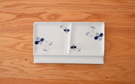 【波佐見焼】フローレット ペア仕切りプレート(大) 青・赤【団陶器】[PB161]