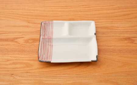 【波佐見焼】ハーフライン　仕切りプレート 赤【団陶器】[PB166]