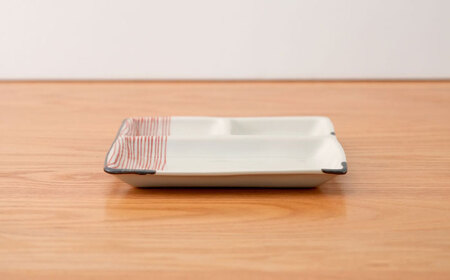 【波佐見焼】ハーフライン　仕切りプレート 赤【団陶器】[PB166]