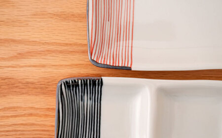 【波佐見焼】ハーフライン 仕切りプレート ペア【団陶器】[PB167]