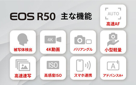 Canon EOS R50 レンズキット 1年保証付 ホワイト【長崎キヤノン】[MA27] ミラーレスカメラ キャノン AF