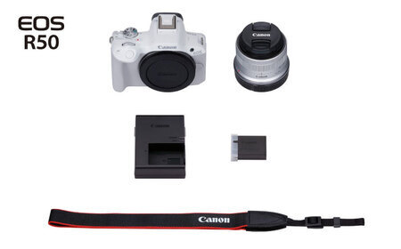 Canon EOS R50 レンズキット 1年保証付 ホワイト【長崎キヤノン】[MA27] ミラーレスカメラ キャノン AF