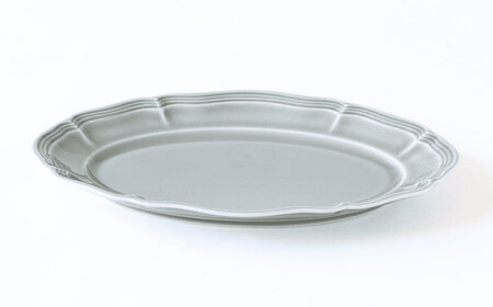 【波佐見焼】ombre de fleur オーバルプレート ロイヤルグレー 2枚セット 食器 皿【翔芳窯】[FE379]